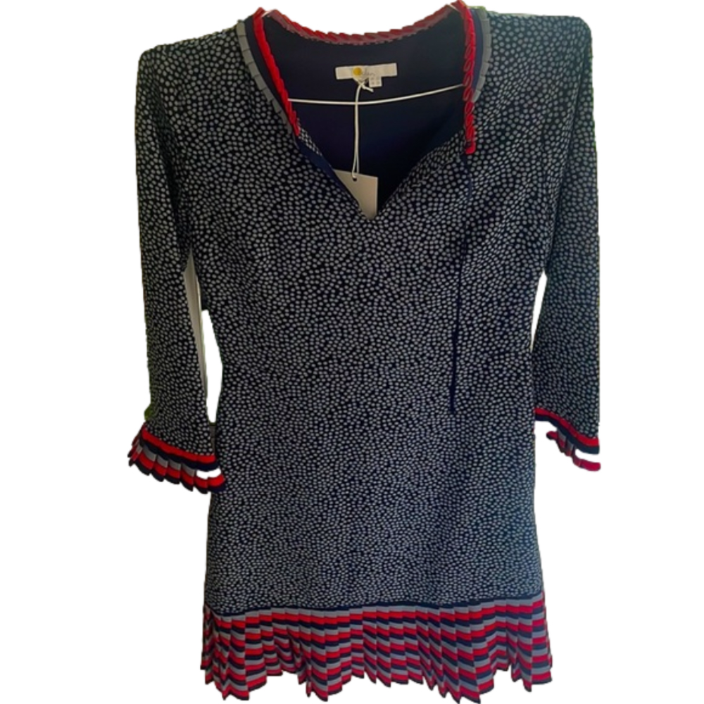 🌿Boden Women’s Dress, Size 2  Long-sleeved, Ruffle Bottom-sleeves blue/grey🌿